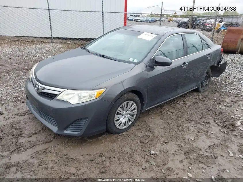 2012 TOYOTA CAMRY VIN 4T1BF1FK4CU004938 — фото 2