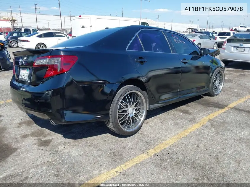 2012 TOYOTA CAMRY VIN 4T1BF1FK5CU579078 — фото 4