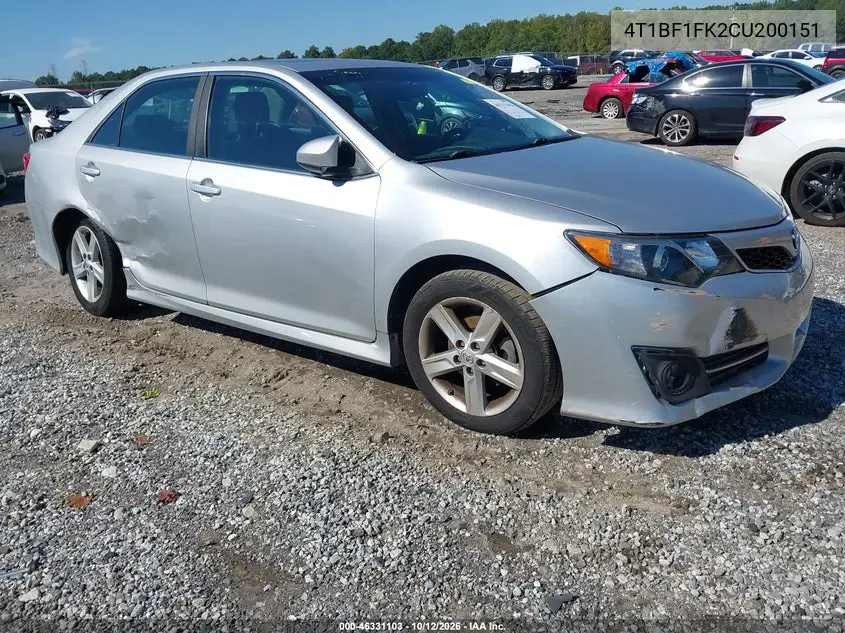 TOYOTA CAMRY 2012, VIN 4T1BF1FK2CU200151