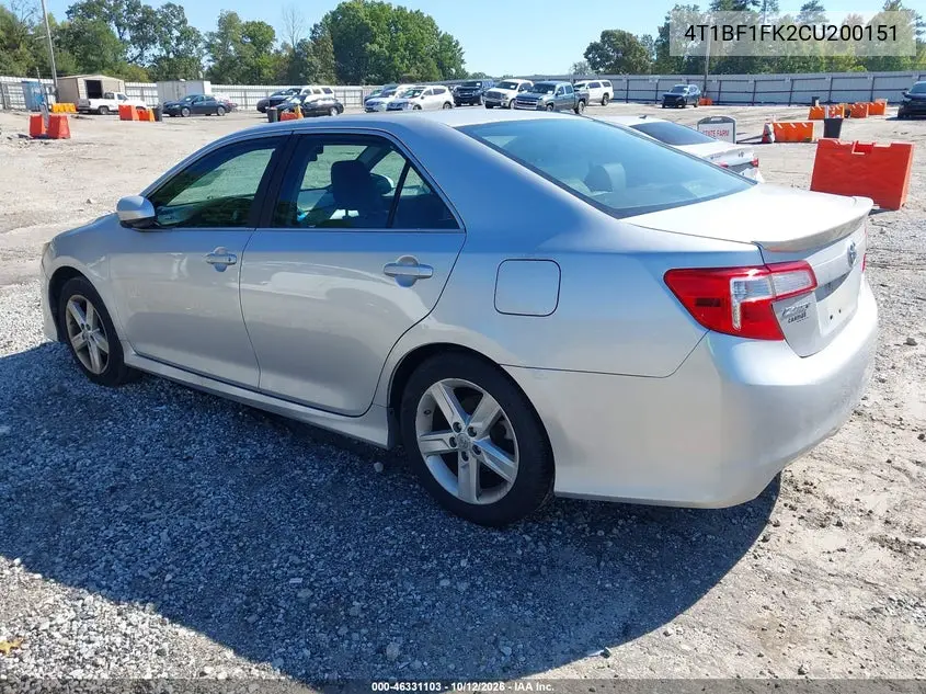 2012 TOYOTA CAMRY VIN 4T1BF1FK2CU200151 — фото 3