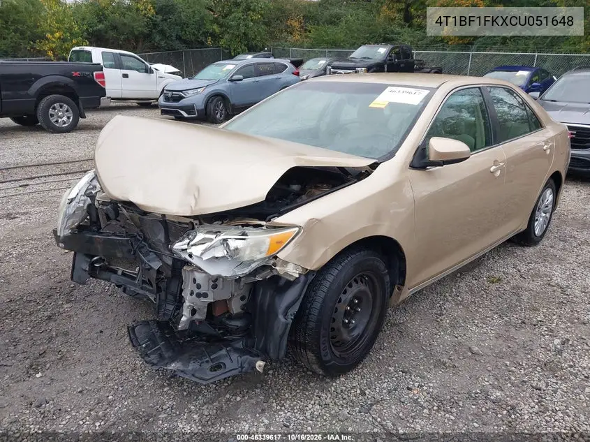 2012 TOYOTA CAMRY VIN 4T1BF1FKXCU051648 — фото 2