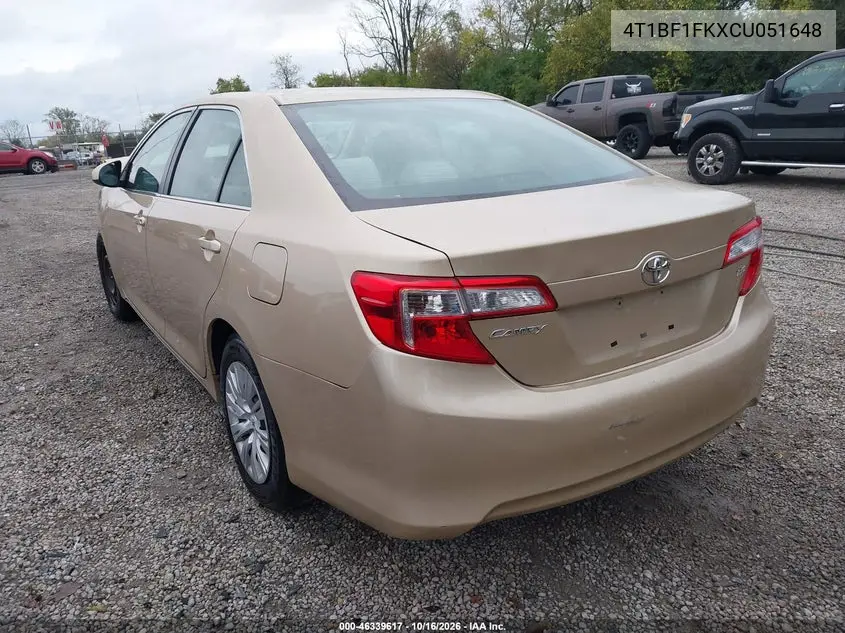 2012 TOYOTA CAMRY VIN 4T1BF1FKXCU051648 — фото 3