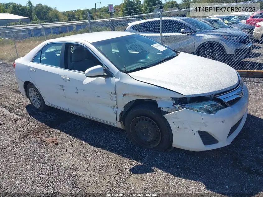 TOYOTA CAMRY 2012, VIN 4T4BF1FK7CR204623