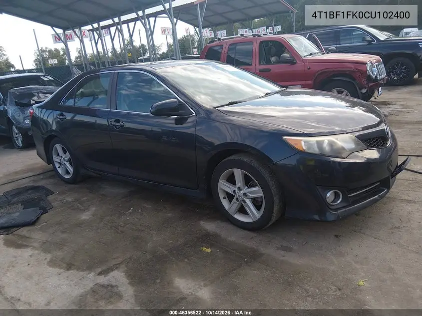 TOYOTA CAMRY 2012, VIN 4T1BF1FK0CU102400