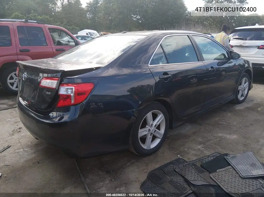 2012 TOYOTA CAMRY VIN 4T1BF1FK0CU102400 — фото 4
