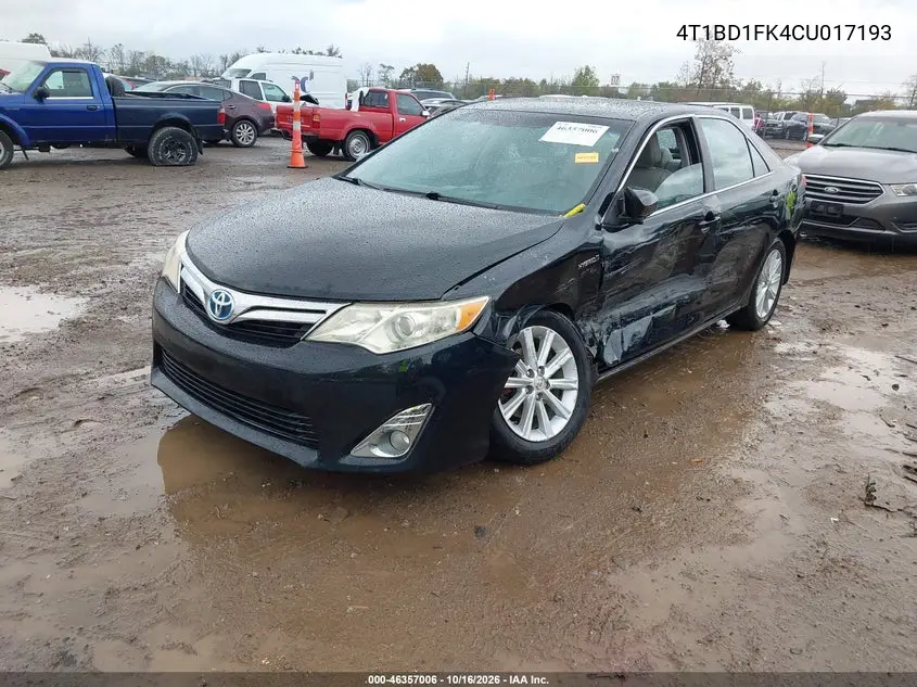 2012 TOYOTA CAMRY VIN 4T1BD1FK4CU017193 — фото 2