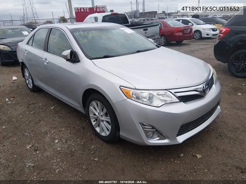 TOYOTA CAMRY 2012, VIN 4T1BK1FK5CU011652