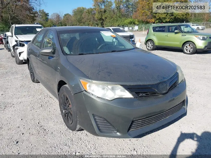 TOYOTA CAMRY 2012, VIN 4T4BF1FK0CR202583