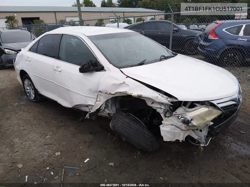TOYOTA CAMRY 2012, VIN 4T1BF1FK1CU517001