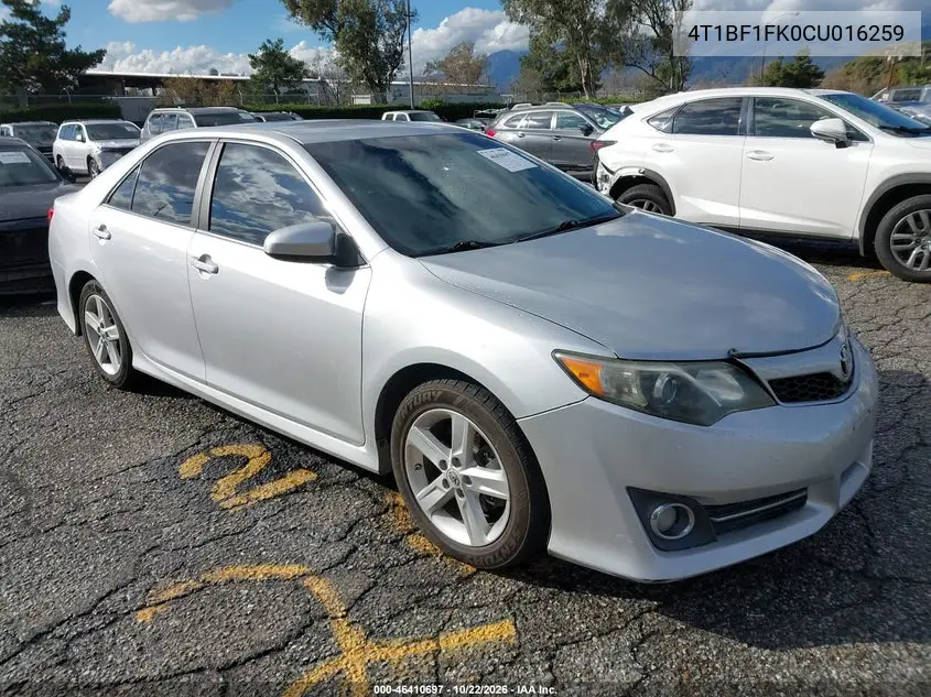TOYOTA CAMRY 2012, VIN 4T1BF1FK0CU016259