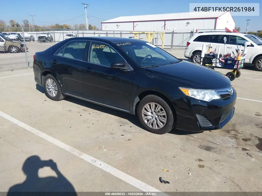 TOYOTA CAMRY 2012, VIN 4T4BF1FK5CR261984