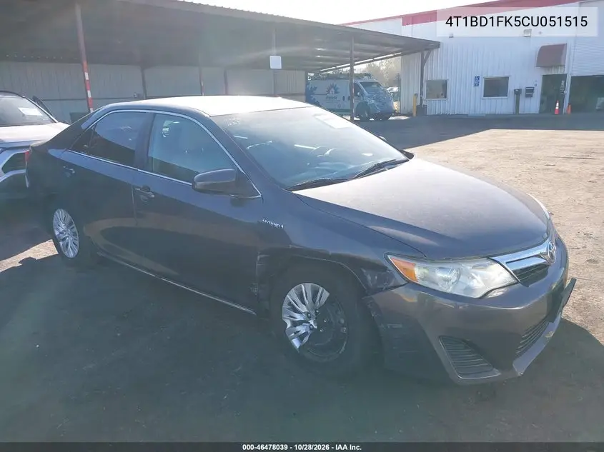 TOYOTA CAMRY 2012, VIN 4T1BD1FK5CU051515