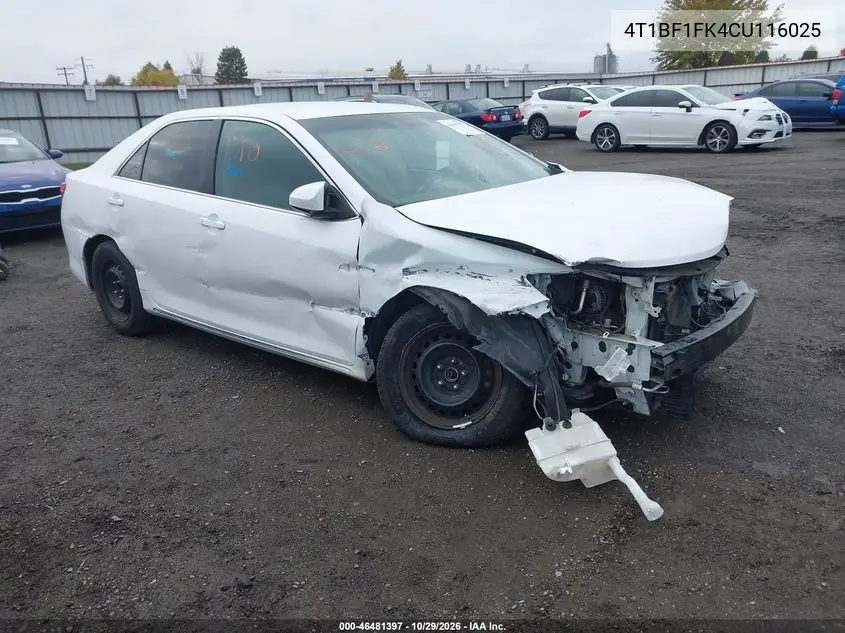 TOYOTA CAMRY 2012, VIN 4T1BF1FK4CU116025
