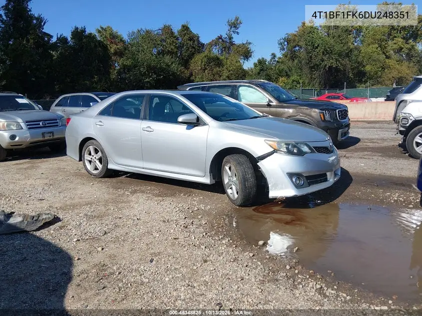 TOYOTA CAMRY 2013, VIN 4T1BF1FK6DU248351