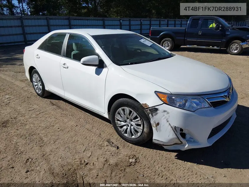 TOYOTA CAMRY 2013, VIN 4T4BF1FK7DR288931