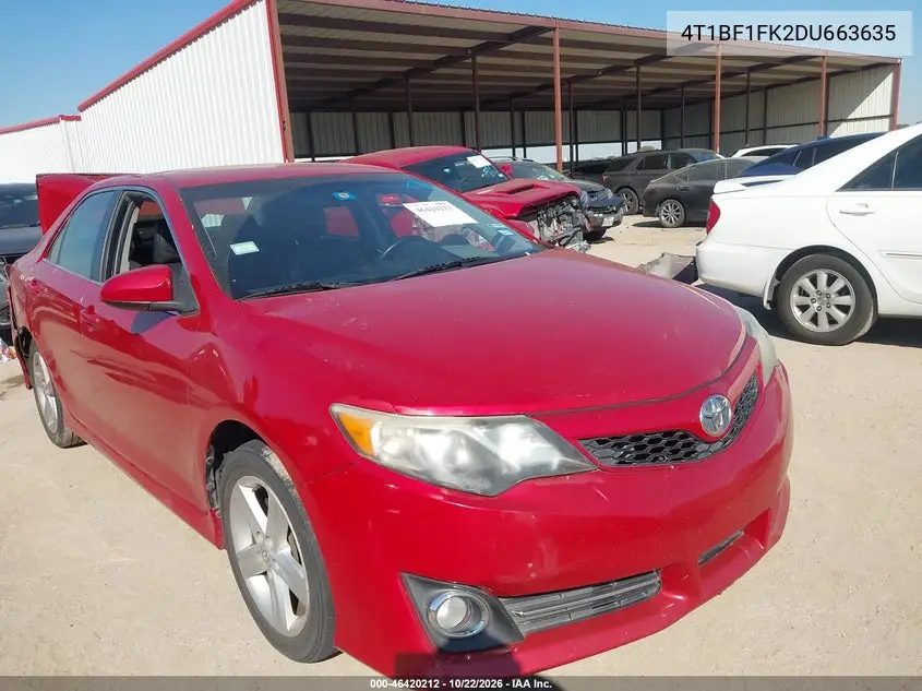 TOYOTA CAMRY 2013, VIN 4T1BF1FK2DU663635