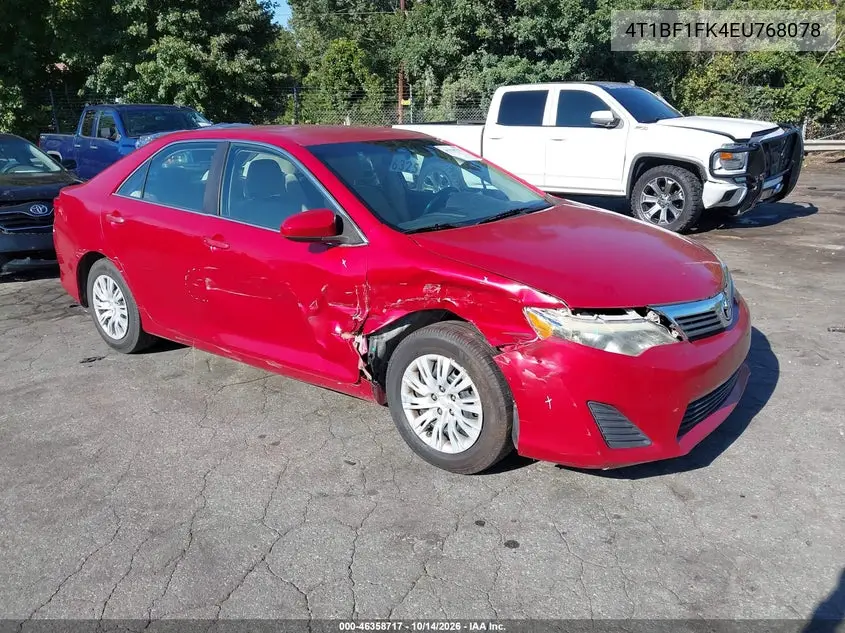 TOYOTA CAMRY 2014, VIN 4T1BF1FK4EU768078
