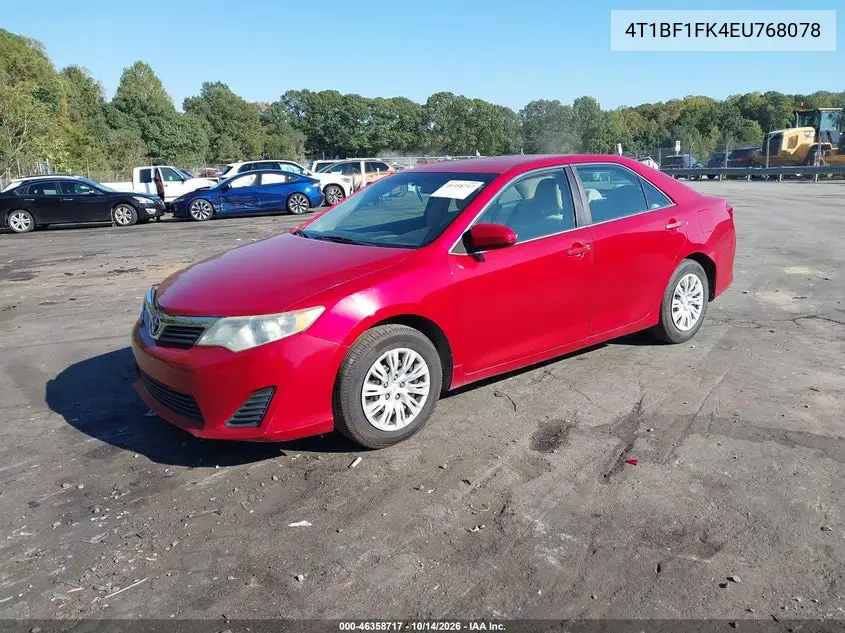 2014 TOYOTA CAMRY VIN 4T1BF1FK4EU768078 — фото 2