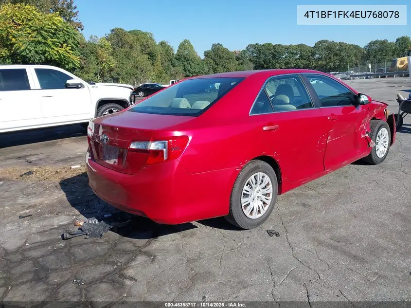 2014 TOYOTA CAMRY VIN 4T1BF1FK4EU768078 — фото 4