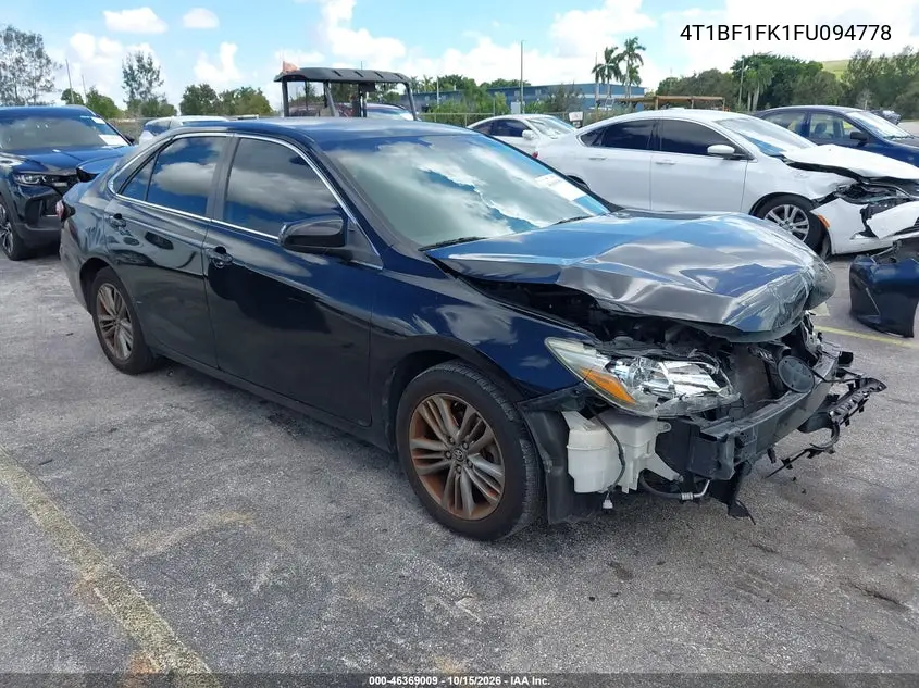 TOYOTA CAMRY 2015, VIN 4T1BF1FK1FU094778