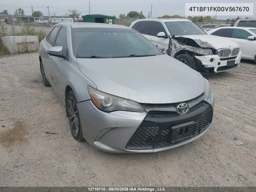 TOYOTA CAMRY 2016, VIN 4T1BF1FK0GV567670
