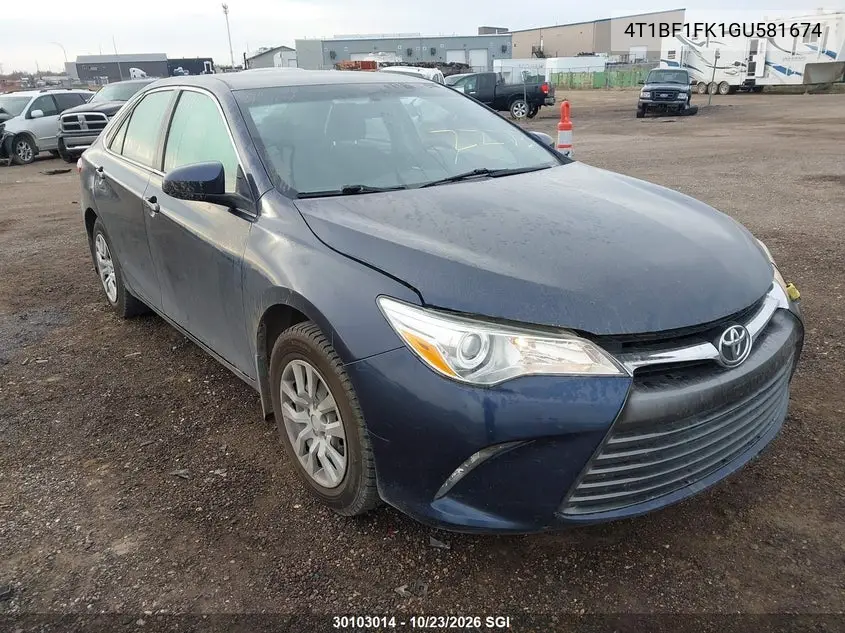 TOYOTA CAMRY 2016, VIN 4T1BF1FK1GU581674