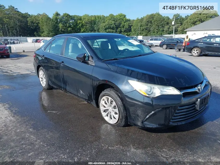 TOYOTA CAMRY 2016, VIN 4T4BF1FK7GR516608