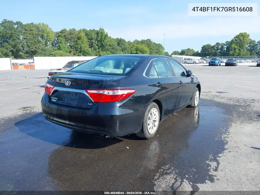 2016 TOYOTA CAMRY VIN 4T4BF1FK7GR516608 — фото 4