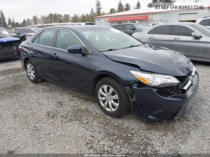 TOYOTA CAMRY 2016, VIN 4T4BF1FK4GR517246