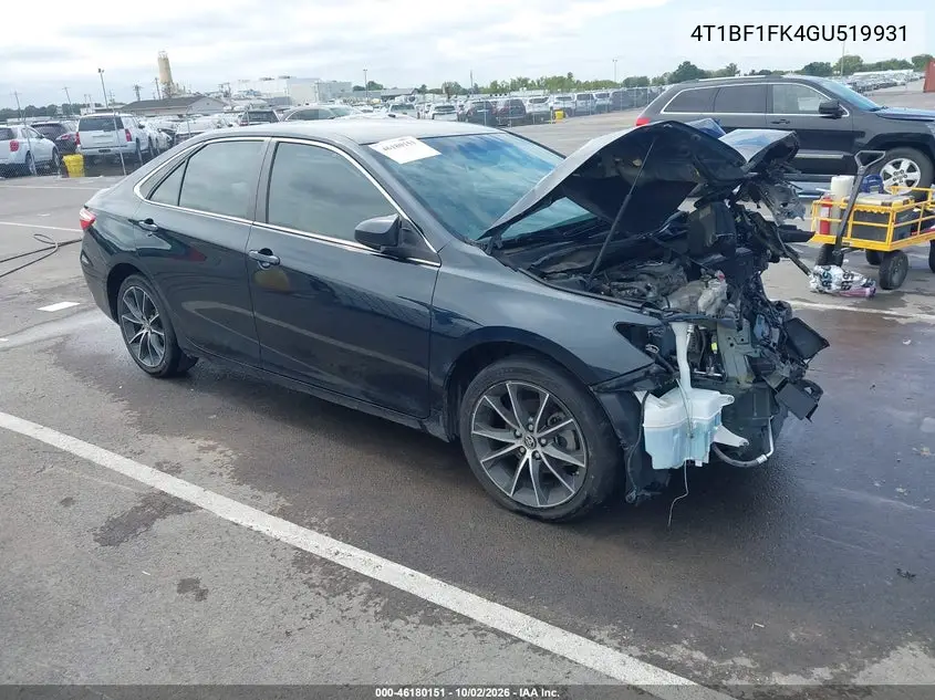 TOYOTA CAMRY 2016, VIN 4T1BF1FK4GU519931