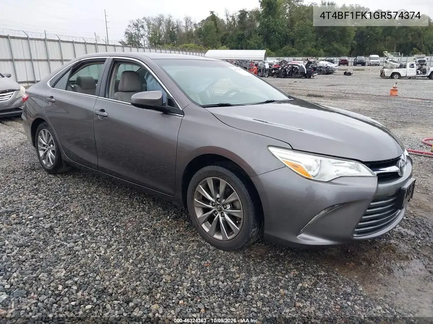 TOYOTA CAMRY 2016, VIN 4T4BF1FK1GR574374