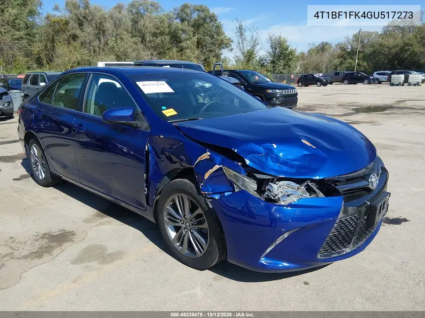 TOYOTA CAMRY 2016, VIN 4T1BF1FK4GU517273