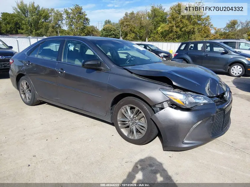 TOYOTA CAMRY 2016, VIN 4T1BF1FK7GU204332