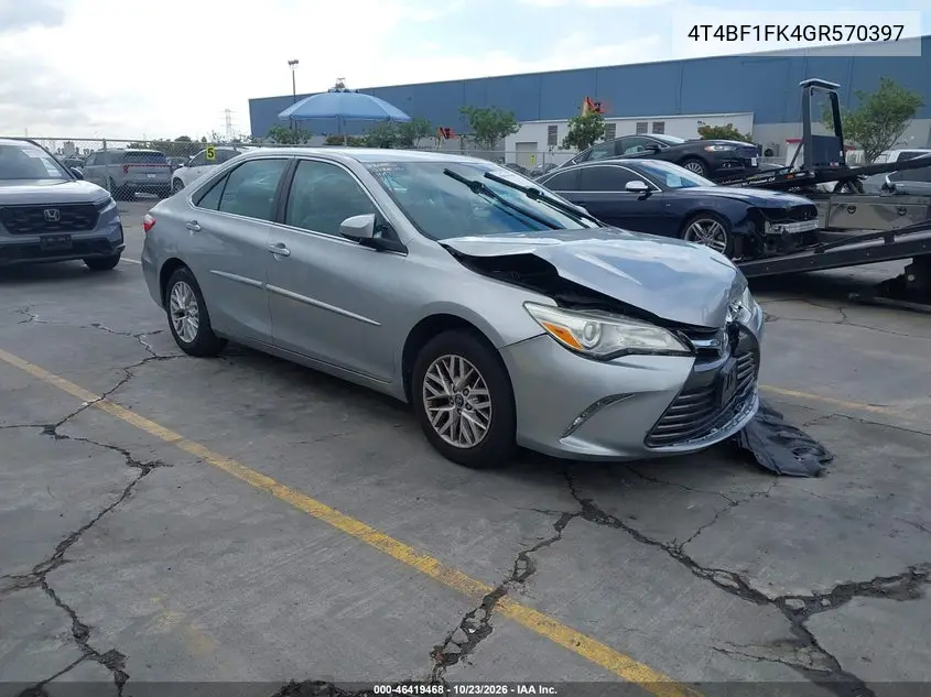 TOYOTA CAMRY 2016, VIN 4T4BF1FK4GR570397