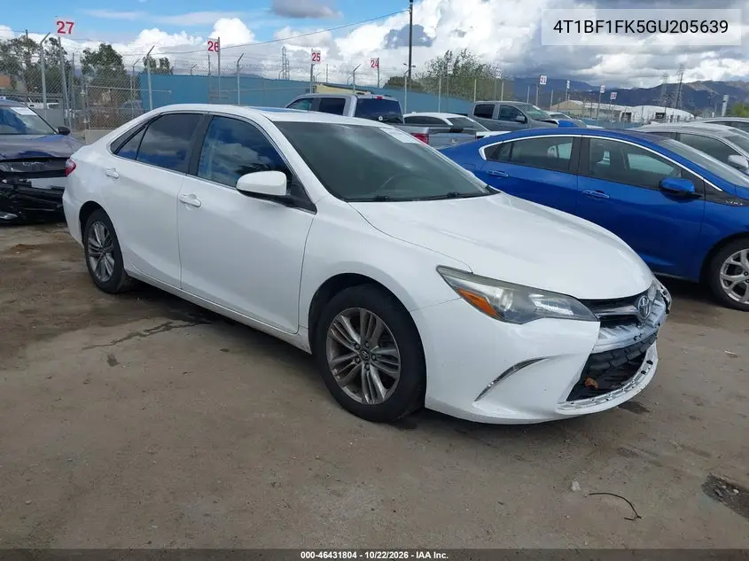 TOYOTA CAMRY 2016, VIN 4T1BF1FK5GU205639