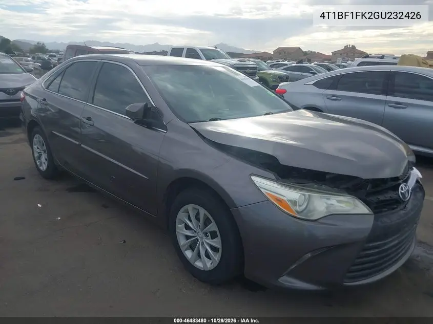 TOYOTA CAMRY 2016, VIN 4T1BF1FK2GU232426