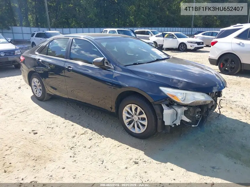 TOYOTA CAMRY 2017, VIN 4T1BF1FK3HU652407