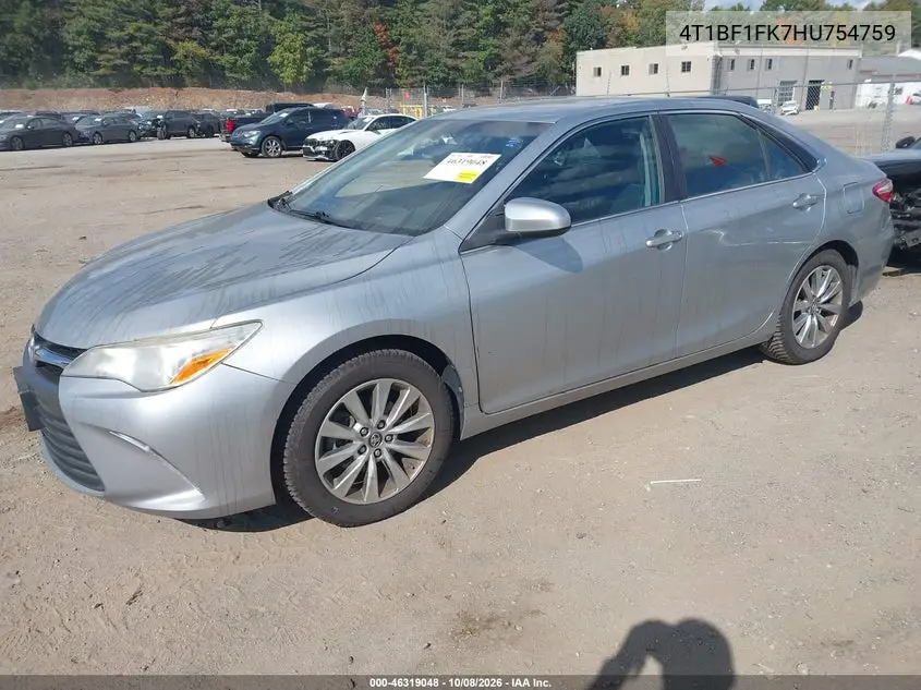 2017 TOYOTA CAMRY VIN 4T1BF1FK7HU754759 — фото 2