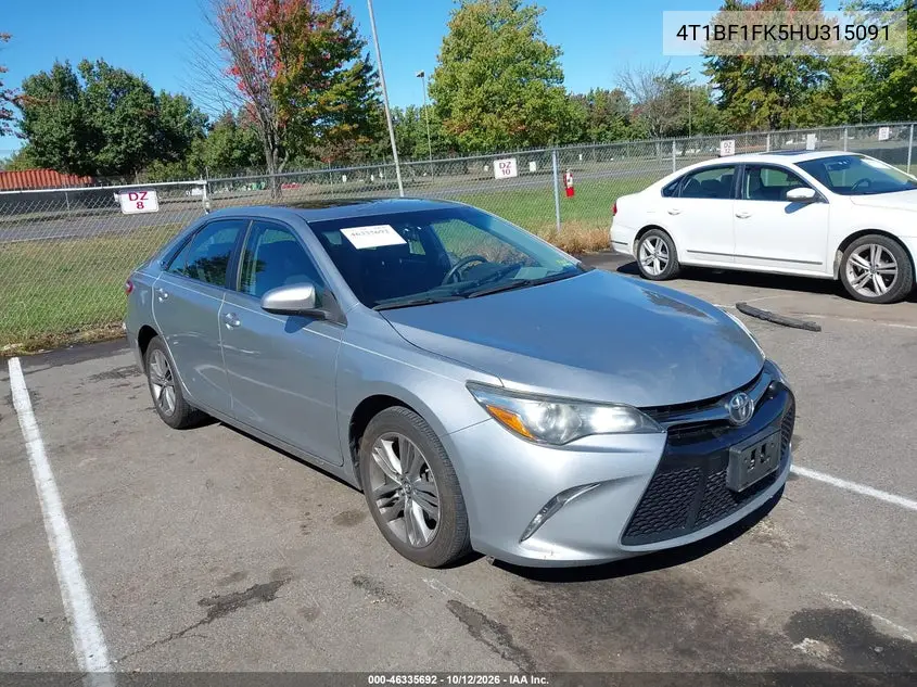 TOYOTA CAMRY 2017, VIN 4T1BF1FK5HU315091