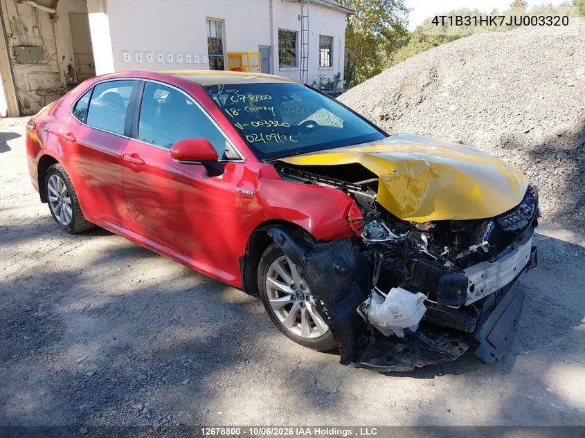 TOYOTA CAMRY 2018, VIN 4T1B31HK7JU003320