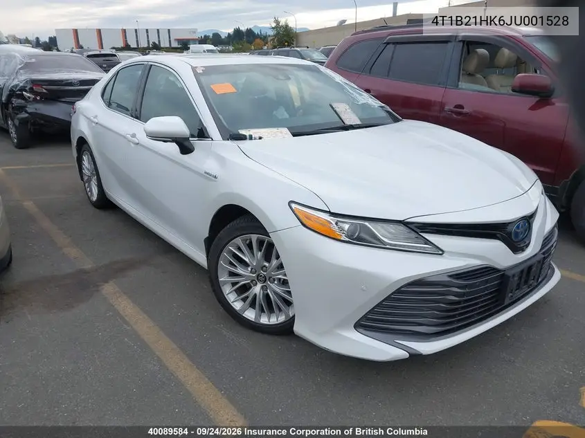 TOYOTA CAMRY 2018, VIN 4T1B21HK6JU001528