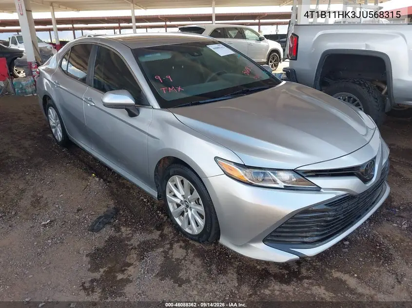 TOYOTA CAMRY 2018, VIN 4T1B11HK3JU568315