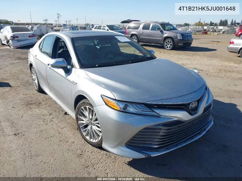 TOYOTA CAMRY 2018, VIN 4T1B21HK5JU001648