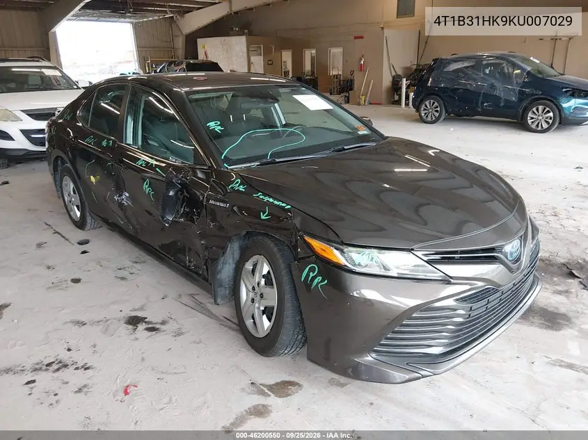 TOYOTA CAMRY 2019, VIN 4T1B31HK9KU007029