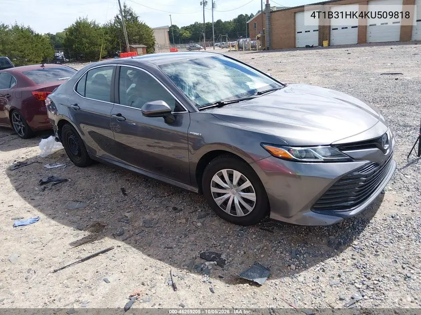 TOYOTA CAMRY 2019, VIN 4T1B31HK4KU509818