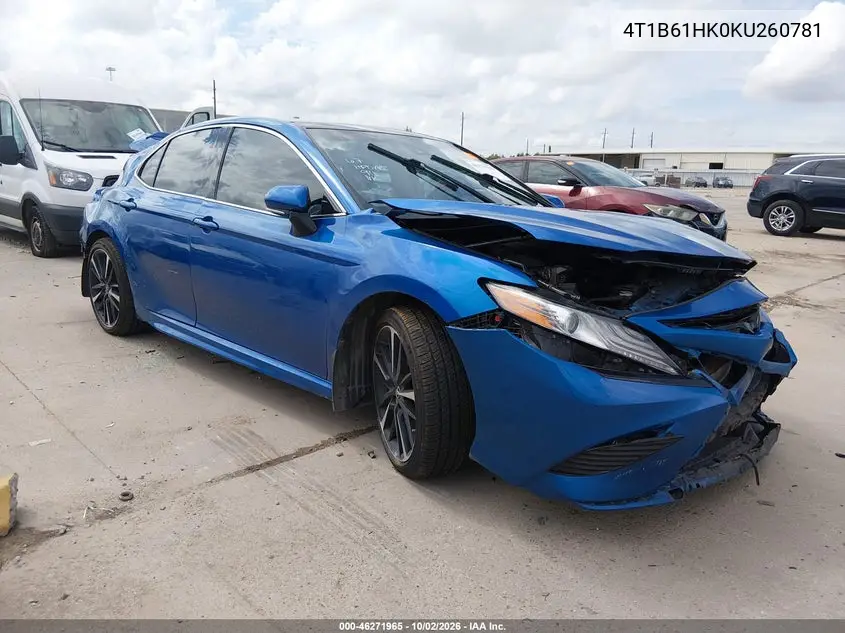 TOYOTA CAMRY 2019, VIN 4T1B61HK0KU260781