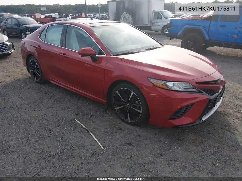 TOYOTA CAMRY 2019, VIN 4T1B61HK7KU175811