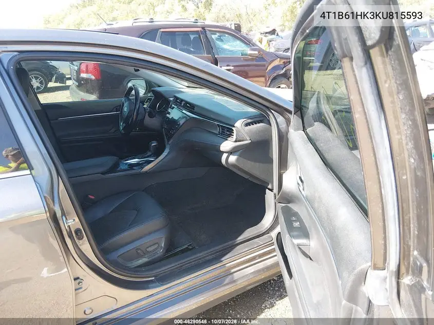 TOYOTA CAMRY 2019, VIN 4T1B61HK3KU815593