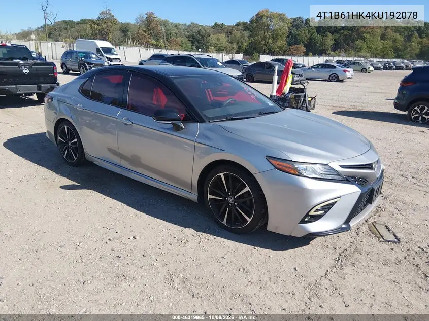 TOYOTA CAMRY 2019, VIN 4T1B61HK4KU192078
