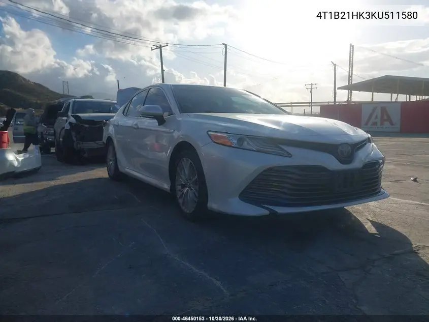 TOYOTA CAMRY 2019, VIN 4T1B21HK3KU511580